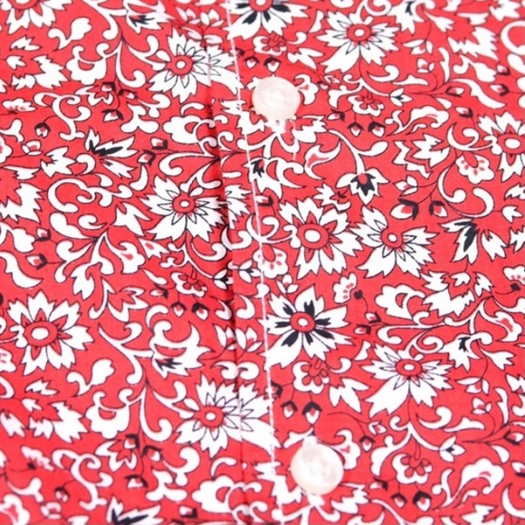 Club Monaco Men Slim Fit Red Floral Long Sleeve - Picture 6 of 8